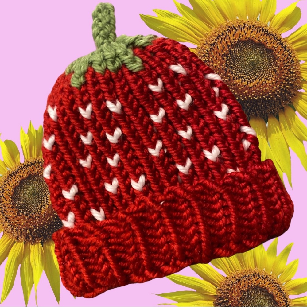Knitted Strawberry Kids Hat